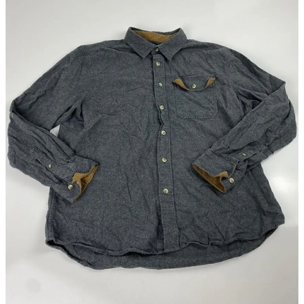 CQR Tactical Series Cotton Flannel Long Sleeve Button Shirt Mens 2XL Gray Brown